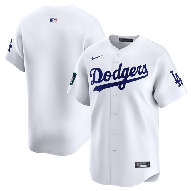 Los Angeles Dodgers Blank White 2024 World Tour Seoul Series Home Limited Stitched Jersey - Click Image to Close